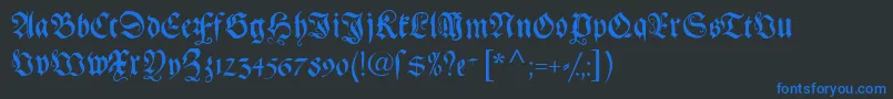 Gebetbuchfraktur Font – Blue Fonts on Black Background