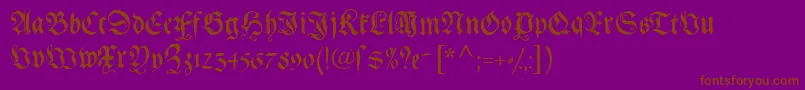 Gebetbuchfraktur-Schriftart – Braune Schriften auf violettem Hintergrund