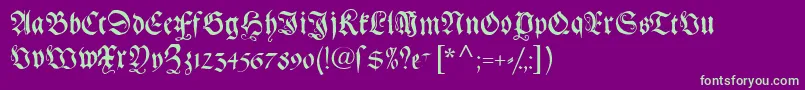 Gebetbuchfraktur Font – Green Fonts on Purple Background
