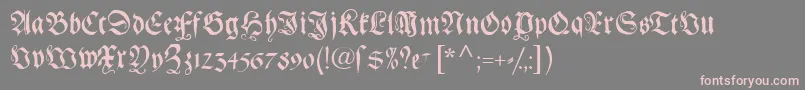 Gebetbuchfraktur-Schriftart – Rosa Schriften auf grauem Hintergrund