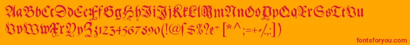 フォントGebetbuchfraktur – オレンジの背景に赤い文字