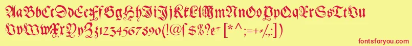 Gebetbuchfraktur Font – Red Fonts on Yellow Background