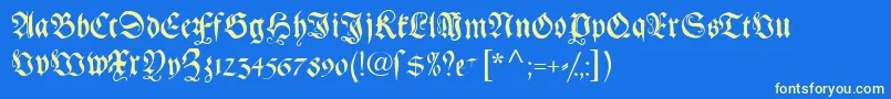 Gebetbuchfraktur Font – Yellow Fonts on Blue Background