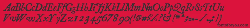 Fonte Essays1743 Italic – fontes pretas em um fundo vermelho
