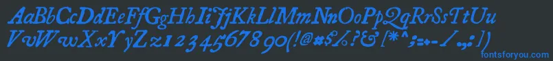 Essays1743 Italic Font – Blue Fonts on Black Background