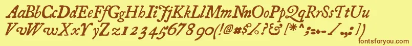 Essays1743 Italic Font – Brown Fonts on Yellow Background