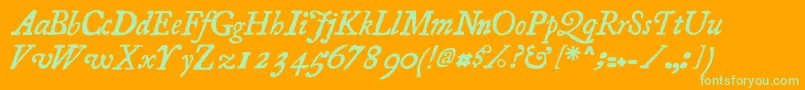 Essays1743 Italic Font – Green Fonts on Orange Background