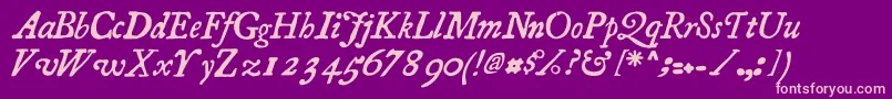 Essays1743 Italic Font – Pink Fonts on Purple Background