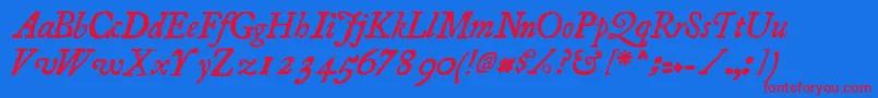 Essays1743 Italic Font – Red Fonts on Blue Background