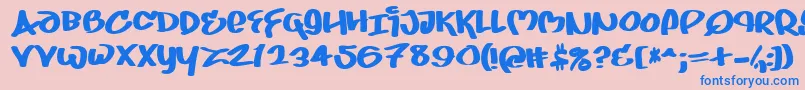 Juice-Schriftart – Blaue Schriften auf rosa Hintergrund