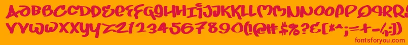 Fonte Juice – fontes vermelhas em um fundo laranja