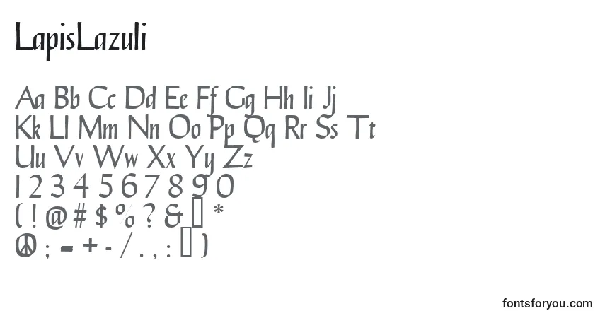 A fonte LapisLazuli – alfabeto, números, caracteres especiais