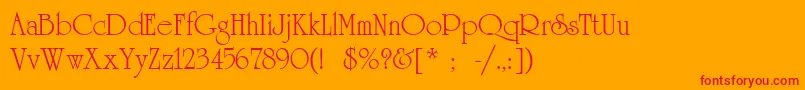 UniversityLtRoman-Schriftart – Rote Schriften auf orangefarbenem Hintergrund