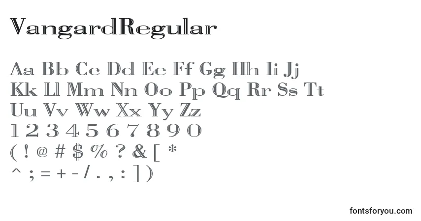 A fonte VangardRegular – alfabeto, números, caracteres especiais