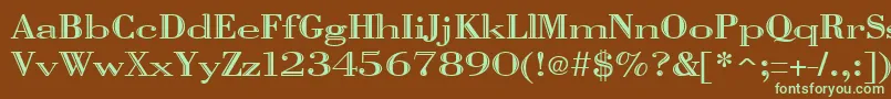 フォントVangardRegular – 緑色の文字が茶色の背景にあります。