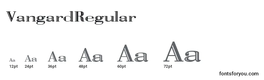 Размеры шрифта VangardRegular
