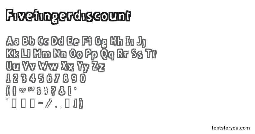 A fonte Fivefingerdiscount – alfabeto, números, caracteres especiais