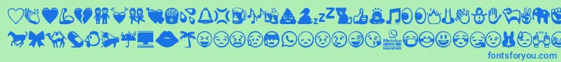 fuente WhatsappEmoticons – Fuentes Azules Sobre Fondo Verde