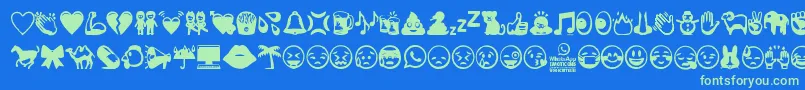 Police WhatsappEmoticons – polices vertes sur fond bleu