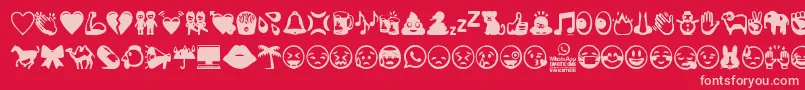 WhatsappEmoticons-fontti – vaaleanpunaiset fontit punaisella taustalla