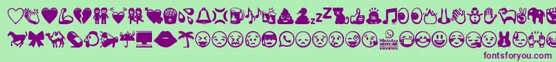 フォントWhatsappEmoticons – 緑の背景に紫のフォント