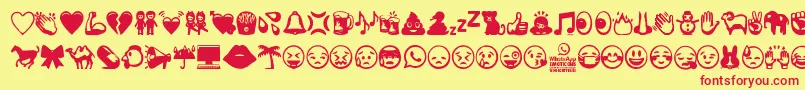 WhatsappEmoticons Font – Red Fonts on Yellow Background