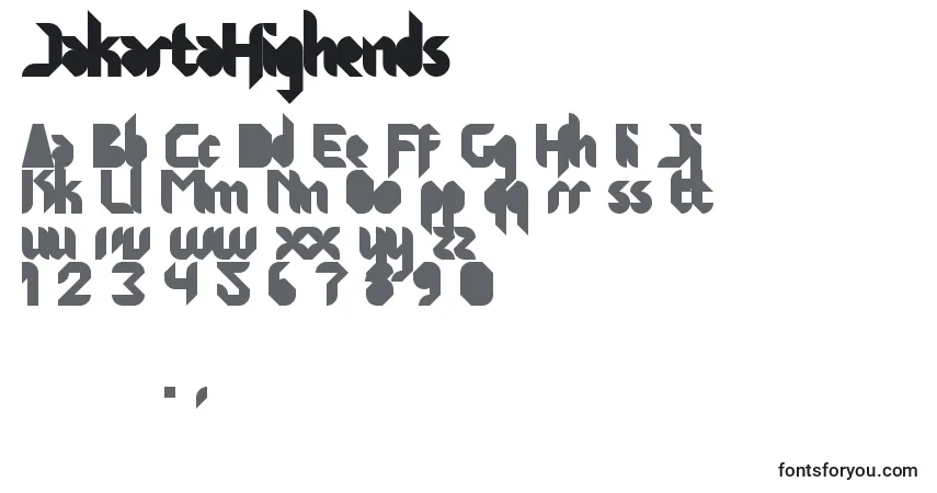 Fuente JakartaHighends - alfabeto, números, caracteres especiales