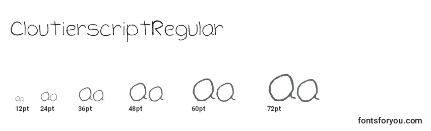 CloutierscriptRegular Font Sizes