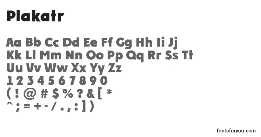 A fonte Plakatr – alfabeto, números, caracteres especiais