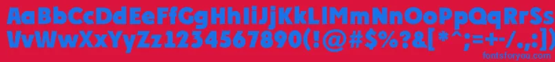 Plakatr Font – Blue Fonts on Red Background