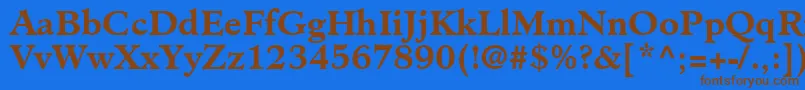 フォントClericSsiBold – 茶色の文字が青い背景にあります。