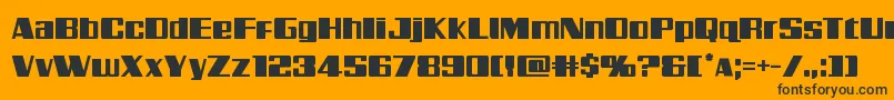 Fonte Galacticstorm – fontes pretas em um fundo laranja
