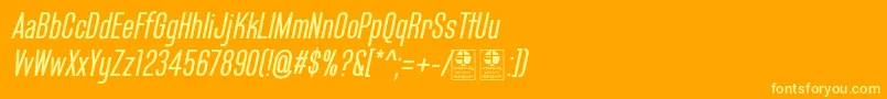 Weitere Informationen zur BluefishItalicDemo-Schriftart BluefishItalicDemo-Schriftart – Gelbe Schriften auf orangefarbenem Hintergrund