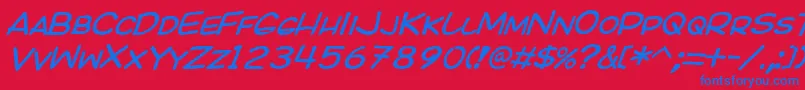 Kicoi Font – Blue Fonts on Red Background