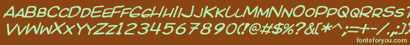 Kicoi-fontti – vihreät fontit ruskealla taustalla