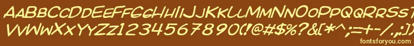 Kicoi-fontti – keltaiset fontit ruskealla taustalla