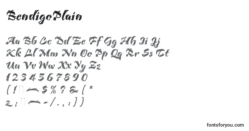 Schriftart BendigoPlain – Alphabet, Zahlen, spezielle Symbole