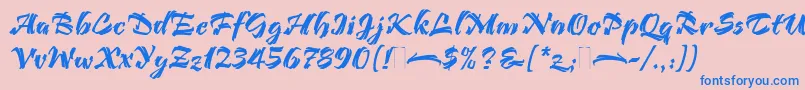 フォントBendigoPlain – ピンクの背景に青い文字