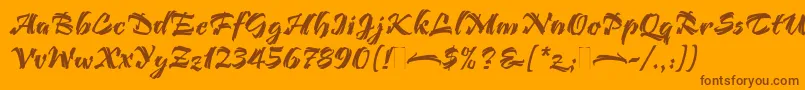 フォントBendigoPlain – オレンジの背景に茶色のフォント