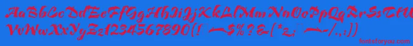 BendigoPlain Font – Red Fonts on Blue Background