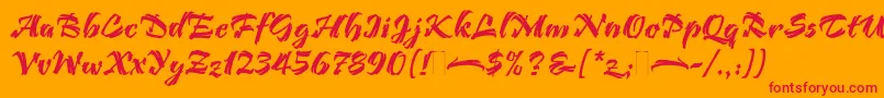 BendigoPlain-Schriftart – Rote Schriften auf orangefarbenem Hintergrund