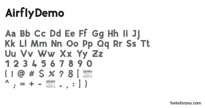 Schriftart AirflyDemo (27020) – Alphabet, Zahlen, spezielle Symbole