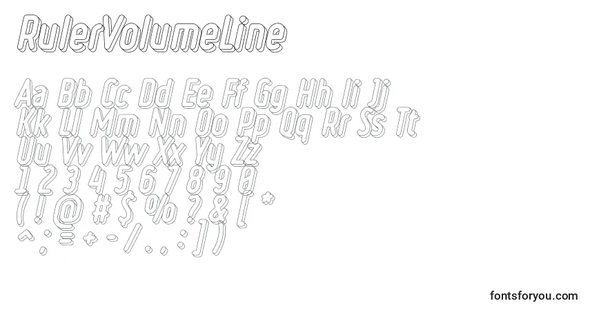 A fonte RulerVolumeLine – alfabeto, números, caracteres especiais