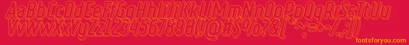 RulerVolumeLine-Schriftart – Orangefarbene Schriften auf rotem Hintergrund