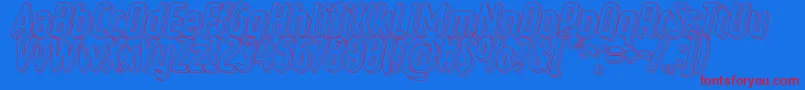 RulerVolumeLine-Schriftart – Rote Schriften auf blauem Hintergrund