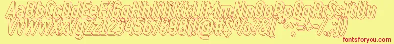 Fonte RulerVolumeLine – fontes vermelhas em um fundo amarelo