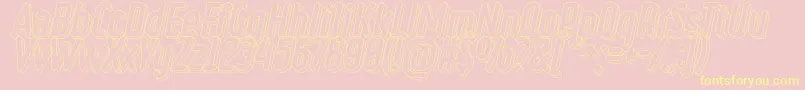 RulerVolumeLine-Schriftart – Gelbe Schriften auf rosa Hintergrund