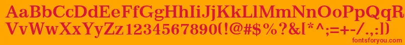 ClassicSsiBold-Schriftart – Rote Schriften auf orangefarbenem Hintergrund