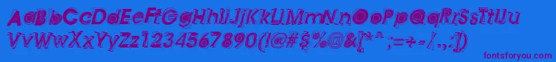 Weitere Informationen zur AstigmaRegular-Schriftart AstigmaRegular-Schriftart – Violette Schriften auf blauem Hintergrund