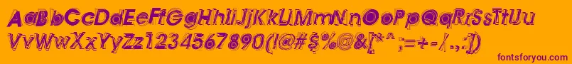 AstigmaRegular-Schriftart – Violette Schriften auf orangefarbenem Hintergrund